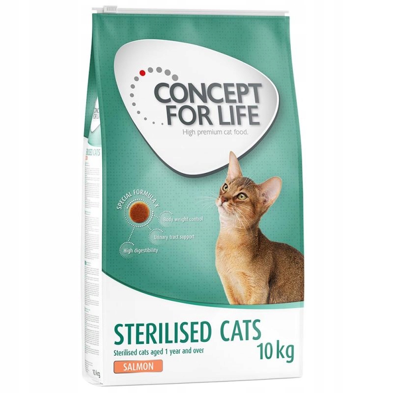 Sucha karma dla kota Concept for Life Sterilised łosoś 10 kg – Zdrowie i witalność Twojego kota
