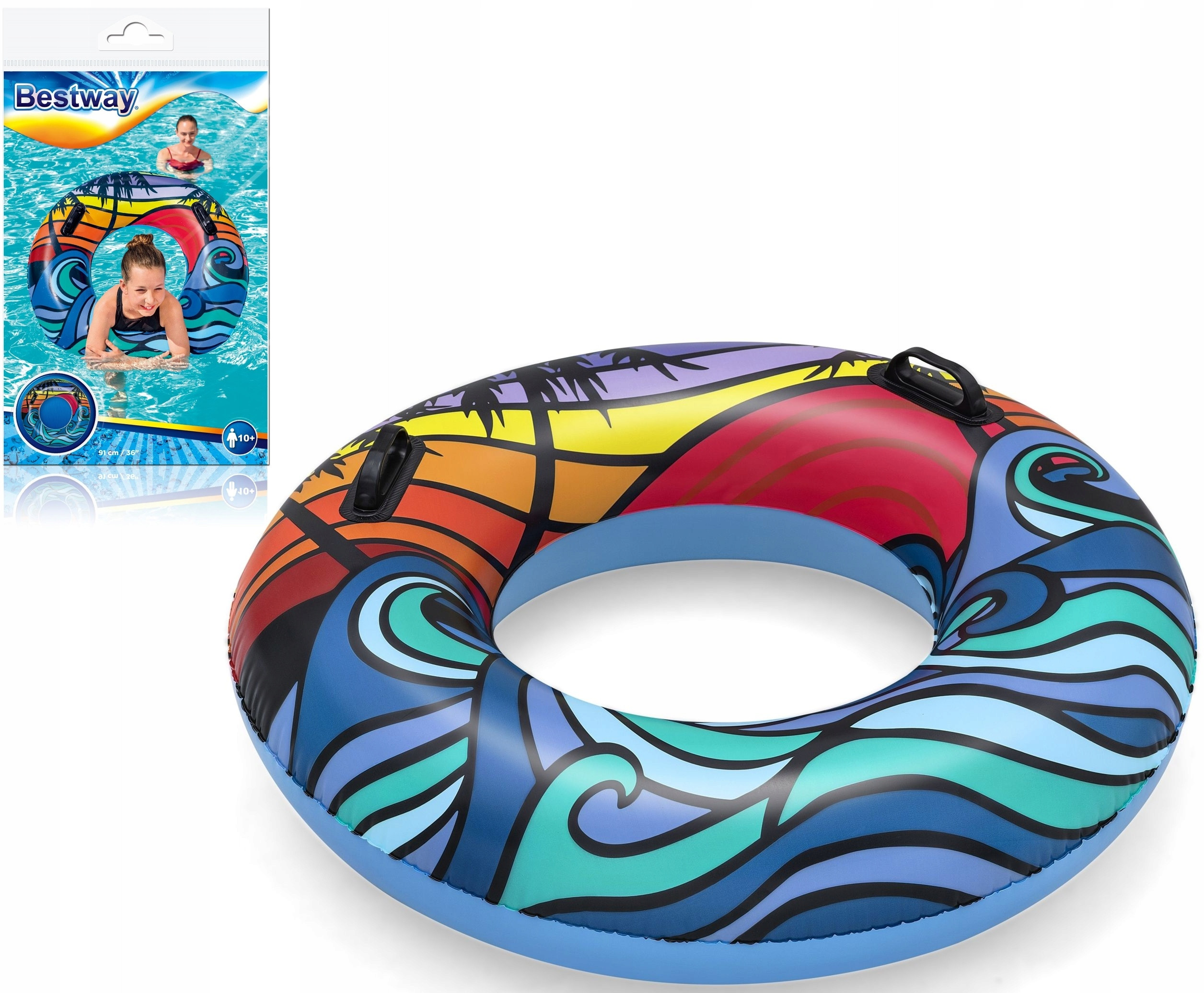 Bestway 36350 Koło do pływania z uchwytami Palmy 91 cm – Idealne na letnie przygody