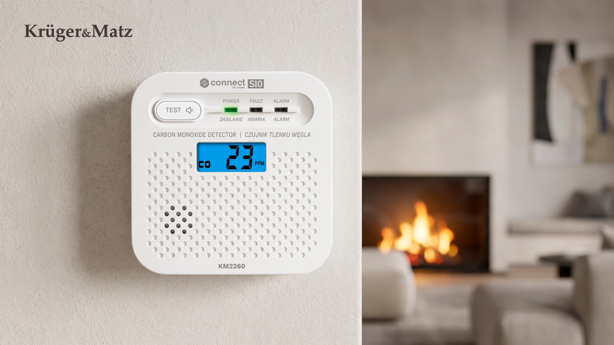 Czujnik czadu, tlenku węgla Kruger&Matz Connect S10 Tuya – Twoje bezpieczeństwo w każdym domu