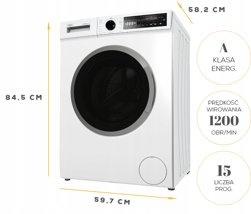 Wydajność i pojemność bębna – 7 kg i 1200 obr/min