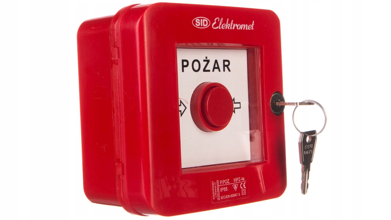 Ręczny ostrzegacz pożarowy z zamkiem 2Z 2R 12A IP55 WPZ-4s – Twoje bezpieczeństwo na pierwszym miejscu