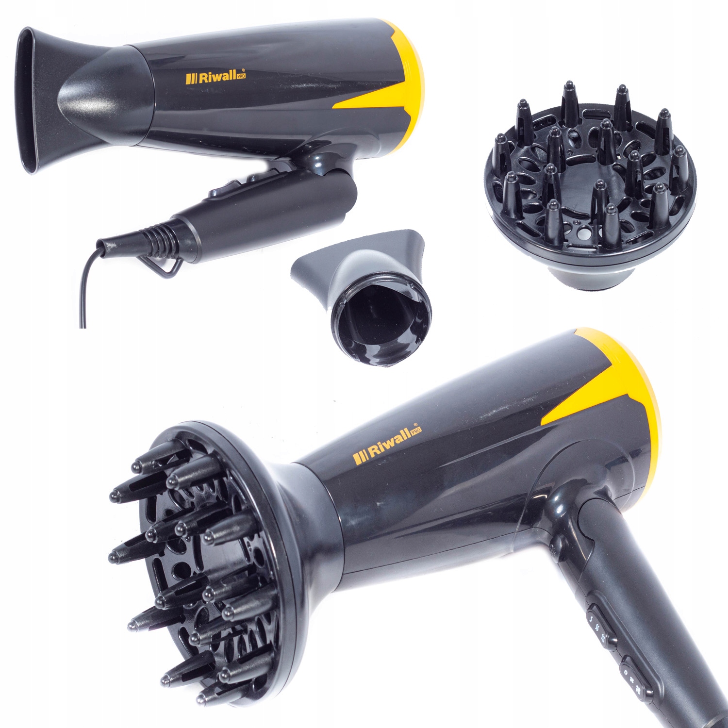 Suszarka do włosów Turbo 90km/h + Dyfuzor + Koncentrator Riwall RDS-01 – Profesjonalna pielęgnacja włosów