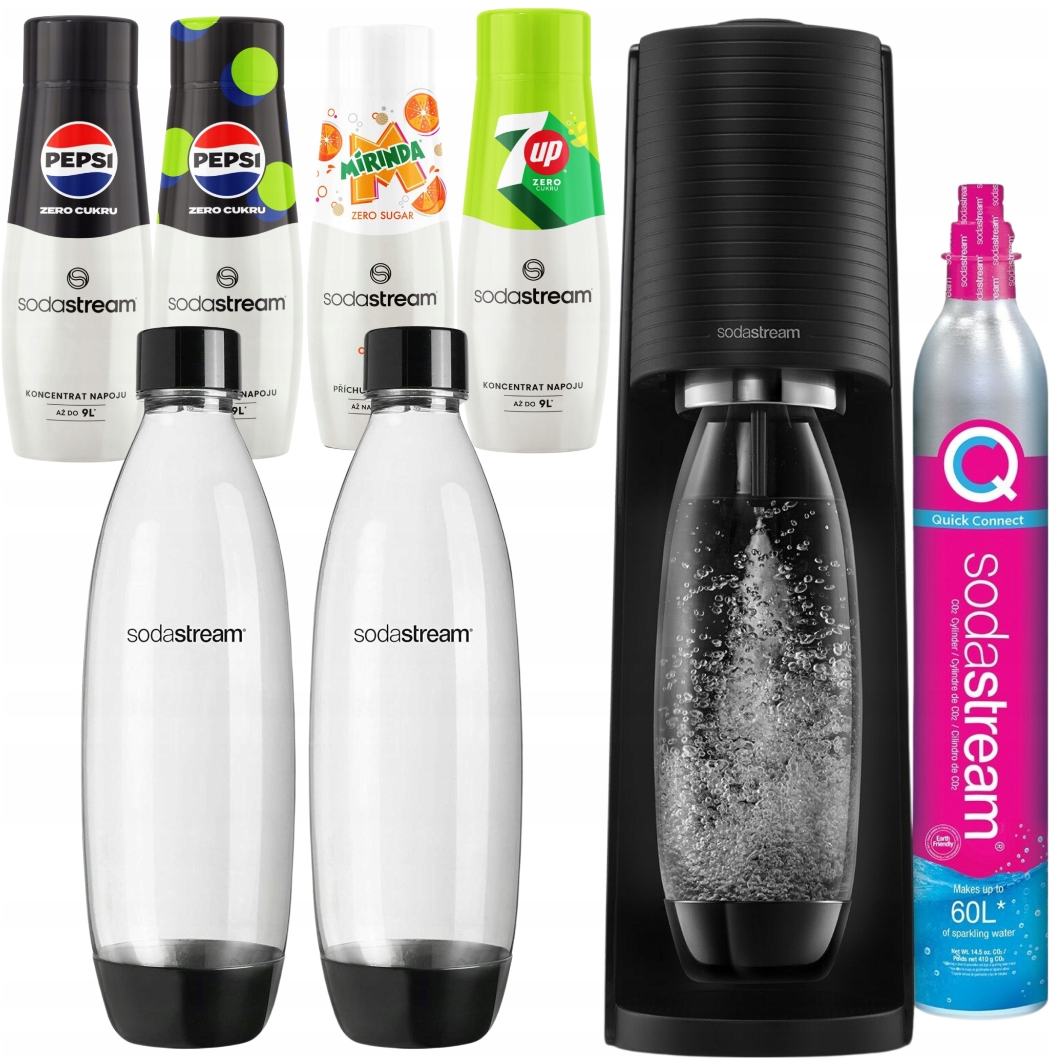 TERRA 2 Butelki + 4 Syropy Bez Cukru Pepsi 7UP MIRINDA – Twój domowy saturator