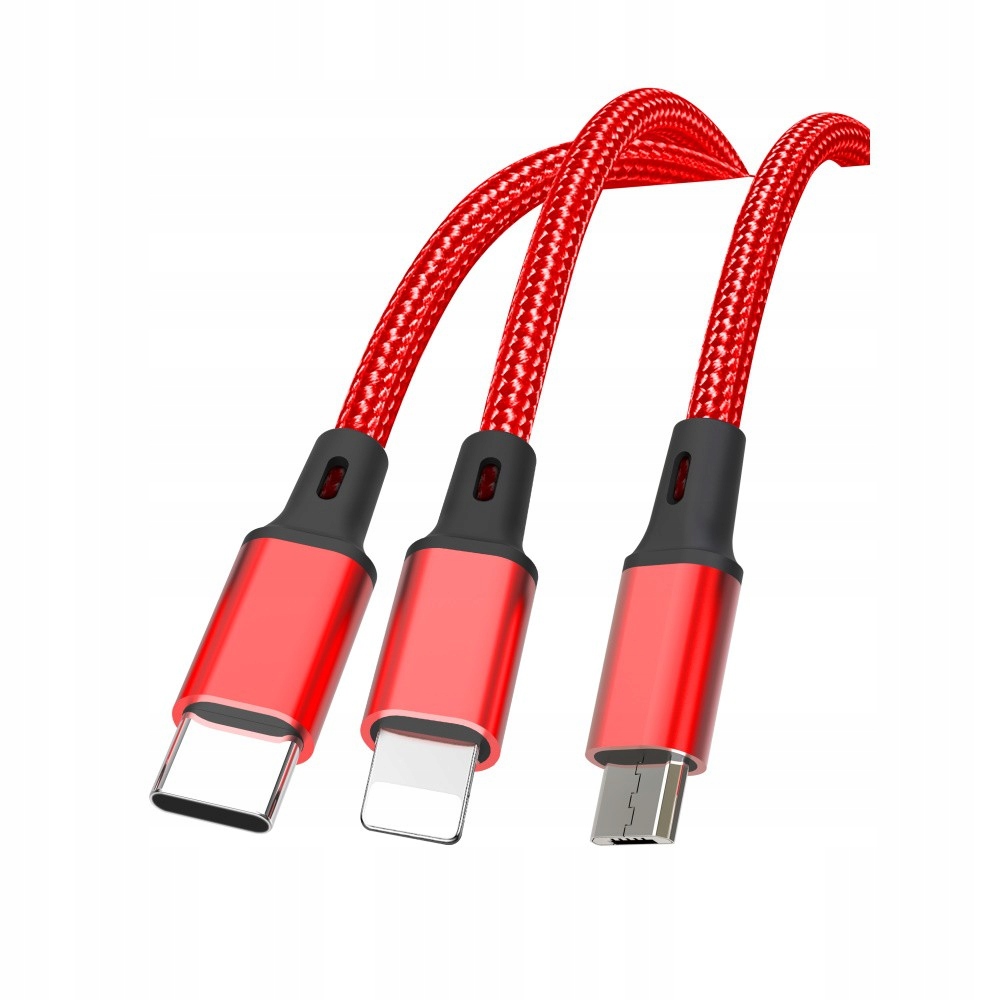 Trzy złącza w jednym kablu: USB-C, microUSB i Lightning