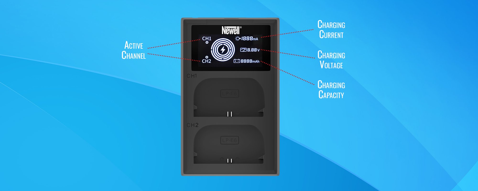 Ładowarka dwukanałowa Newell FDL-USB-C do akumulatorów