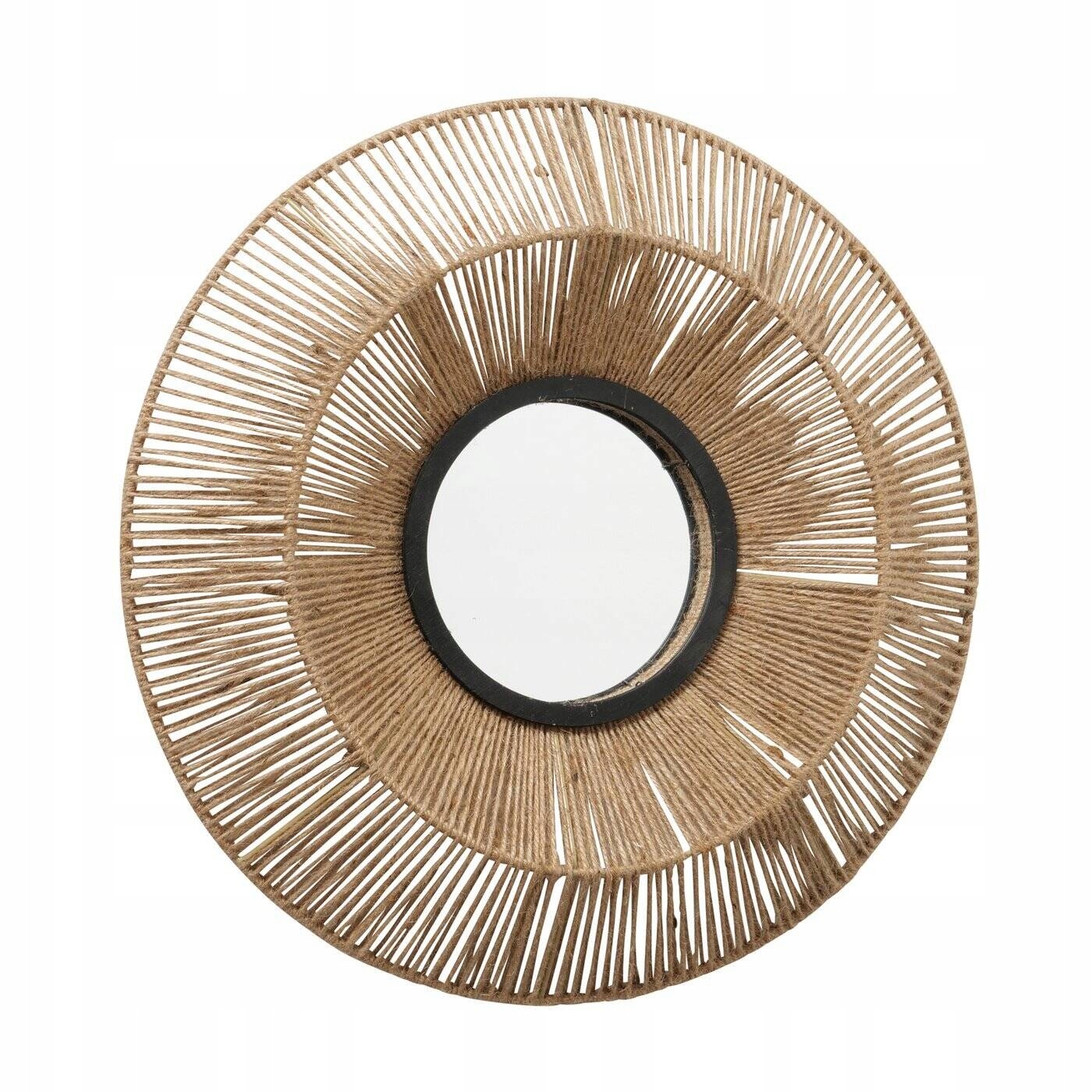 Dekoracyjne lustro w jutowej ramie ZAIKA, Ø 50 cm – Elegancja w Twoim wnętrzu