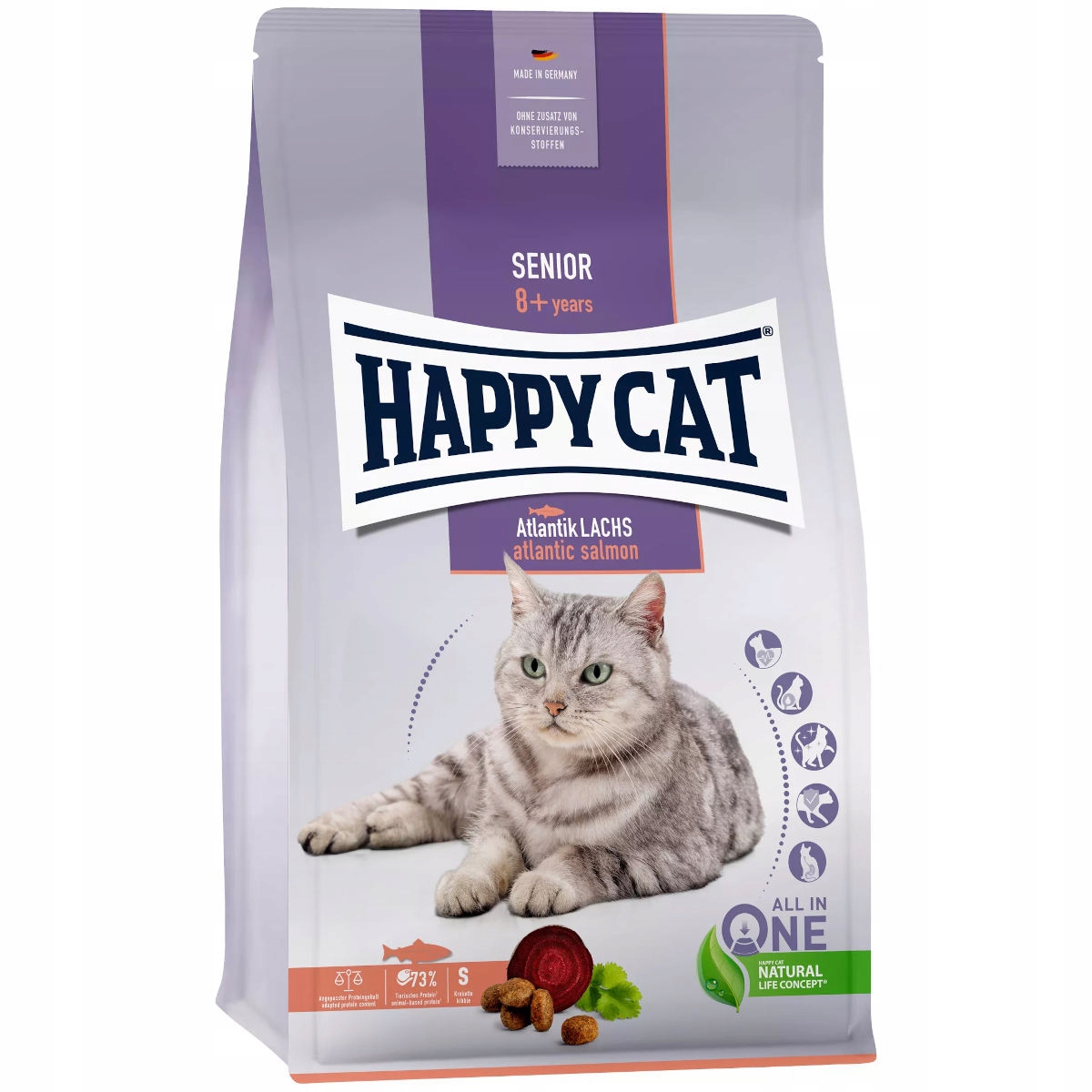 Happy Cat Senior Atlantic Salmon – Karma dla kotów powyżej 8 roku życia