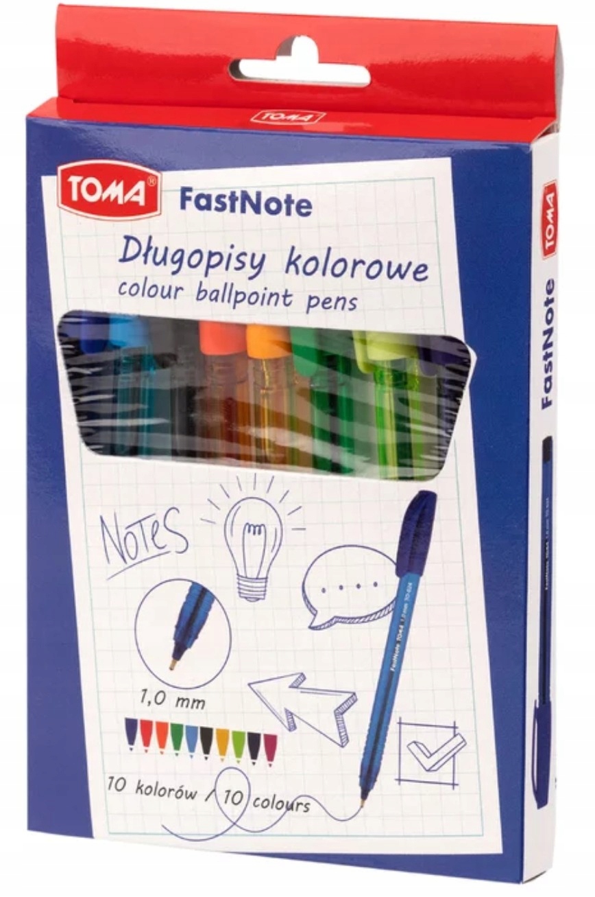 Długopisy Fast Note 1,0mm – Kolorowy zestaw do biura