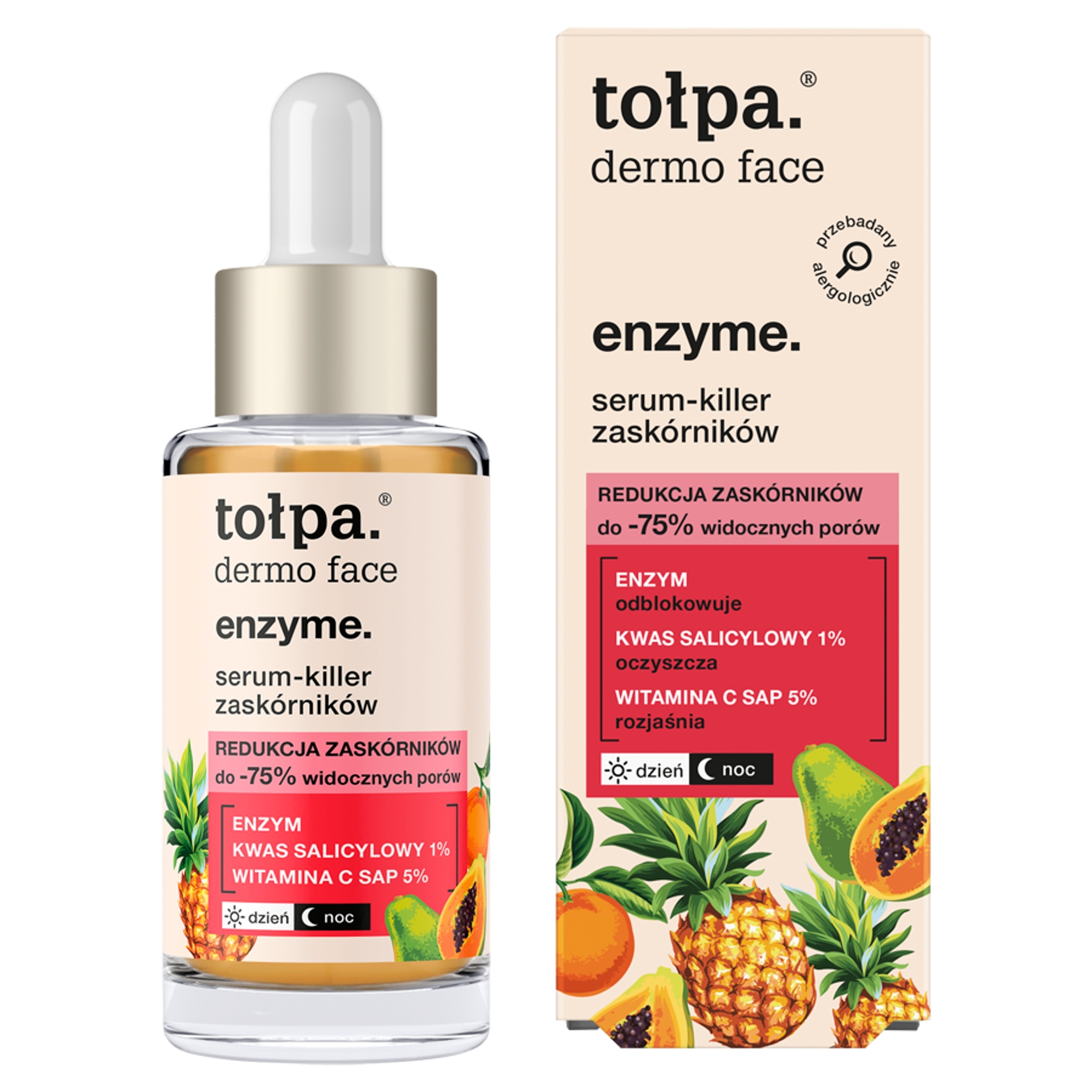 Główne składniki aktywne: Enzym keratoliny i kwas salicylowy