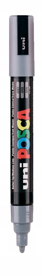 Marker z farbą plakatową Uni POSCA PC-5M szary – Idealny do kreatywnych projektów