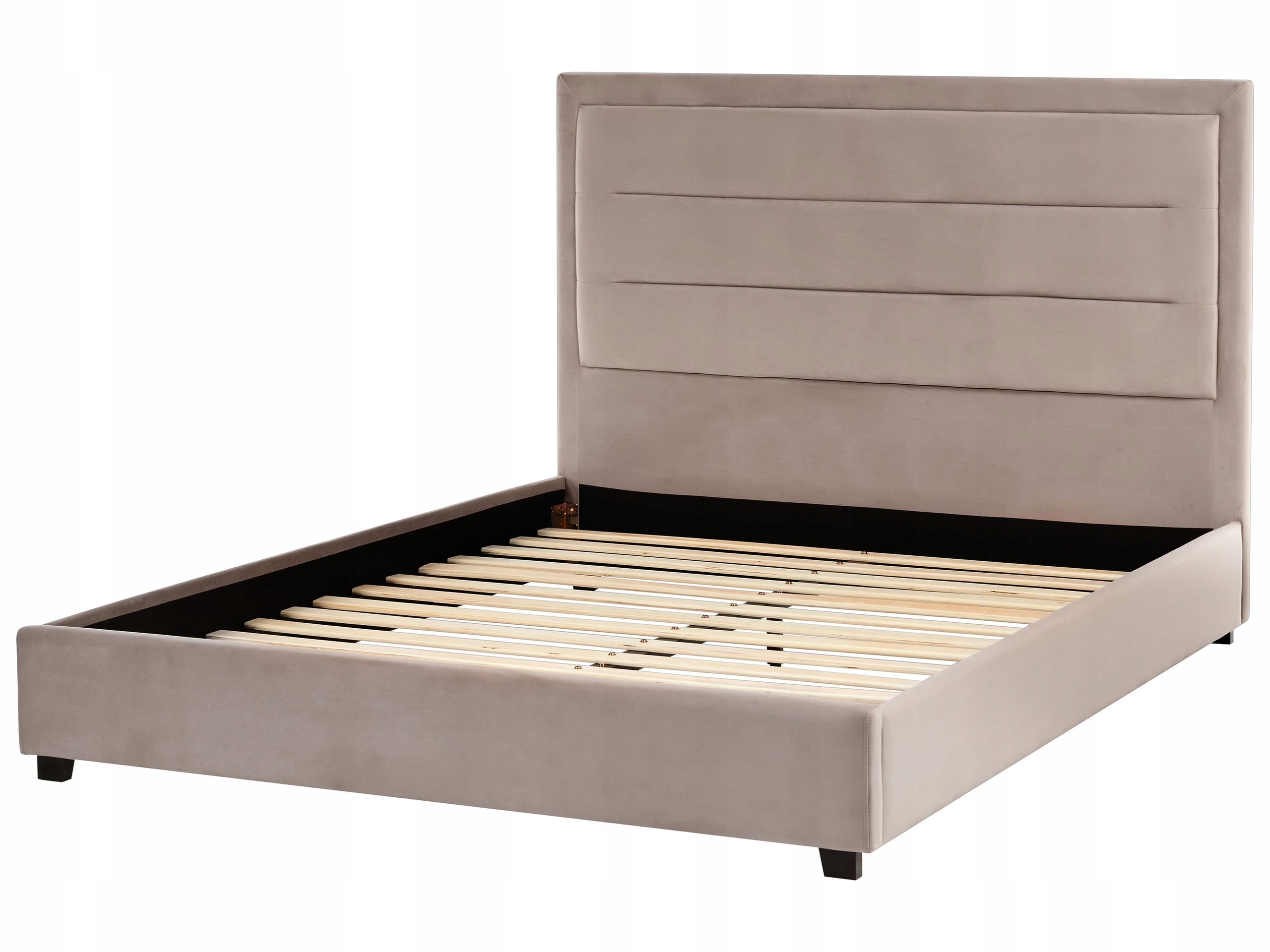 Łóżko Welur ROUEN 140 x 200 cm Beżowoszary – Elegancja i komfort w Twojej sypialni