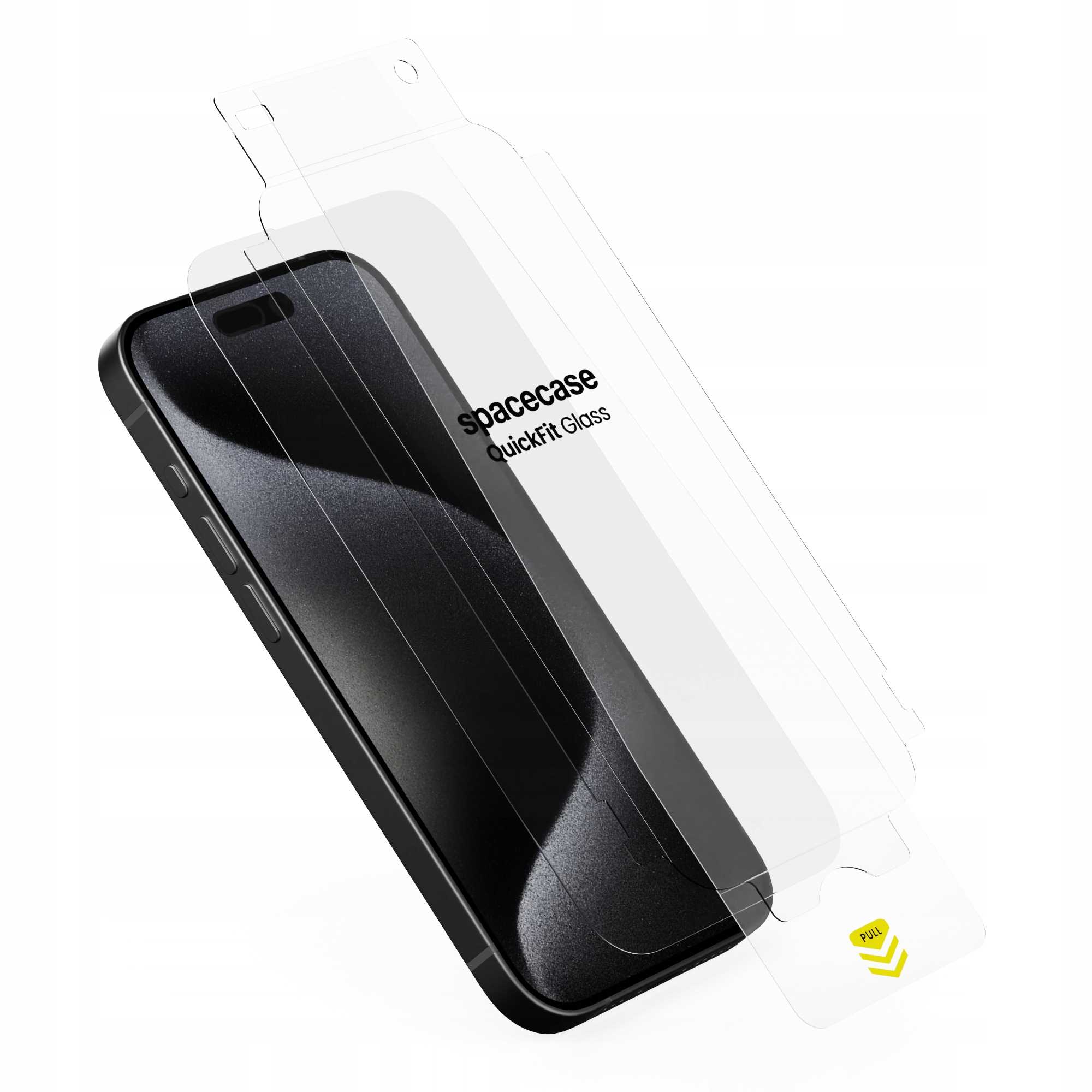 Szkło hartowane SPACECASE QuickFit Glass do iPhone 15 Pro – Ochrona na najwyższym poziomie