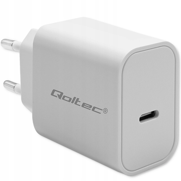 Ładowarka Qoltec Super Quick PD | 20W | 5-12V | 1.67-3A | USB-C | Biała – Szybkie ładowanie dla Twoich urządzeń