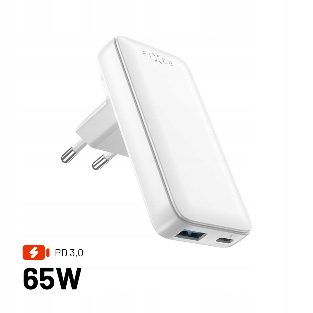 FIXED Slim GaN Travel Charger – Ładowarka podróżna 65W z USB-A i USB-C
