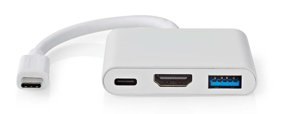 HUB USB Nedis CCGB64770WT01 – Stacja dokująca Przewodowa USB Type-C w kolorze białym