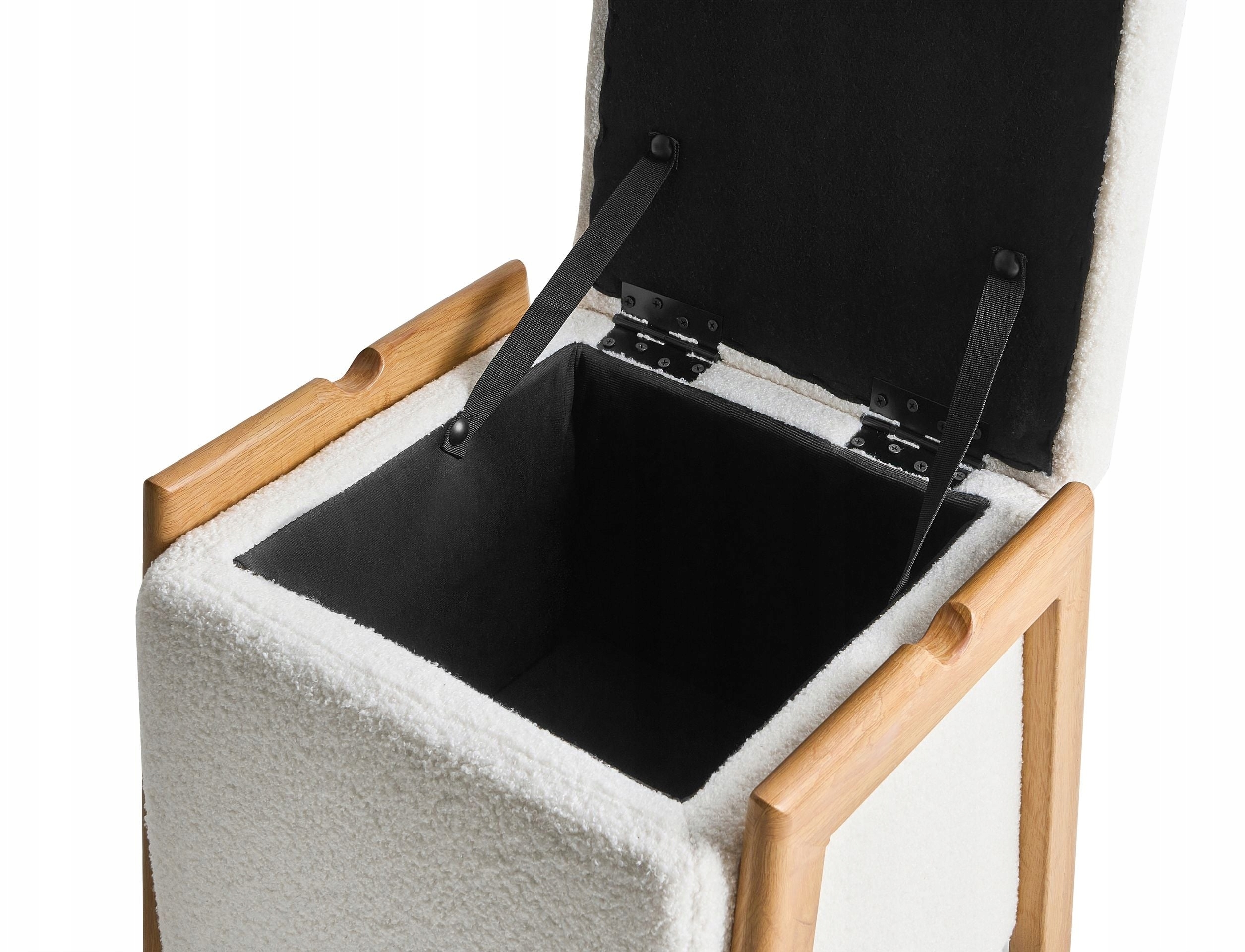 Puf ze schowkiem EDLAND Boucle 45 cm 43 cm Biały – Stylowy dodatek do Twojego wnętrza