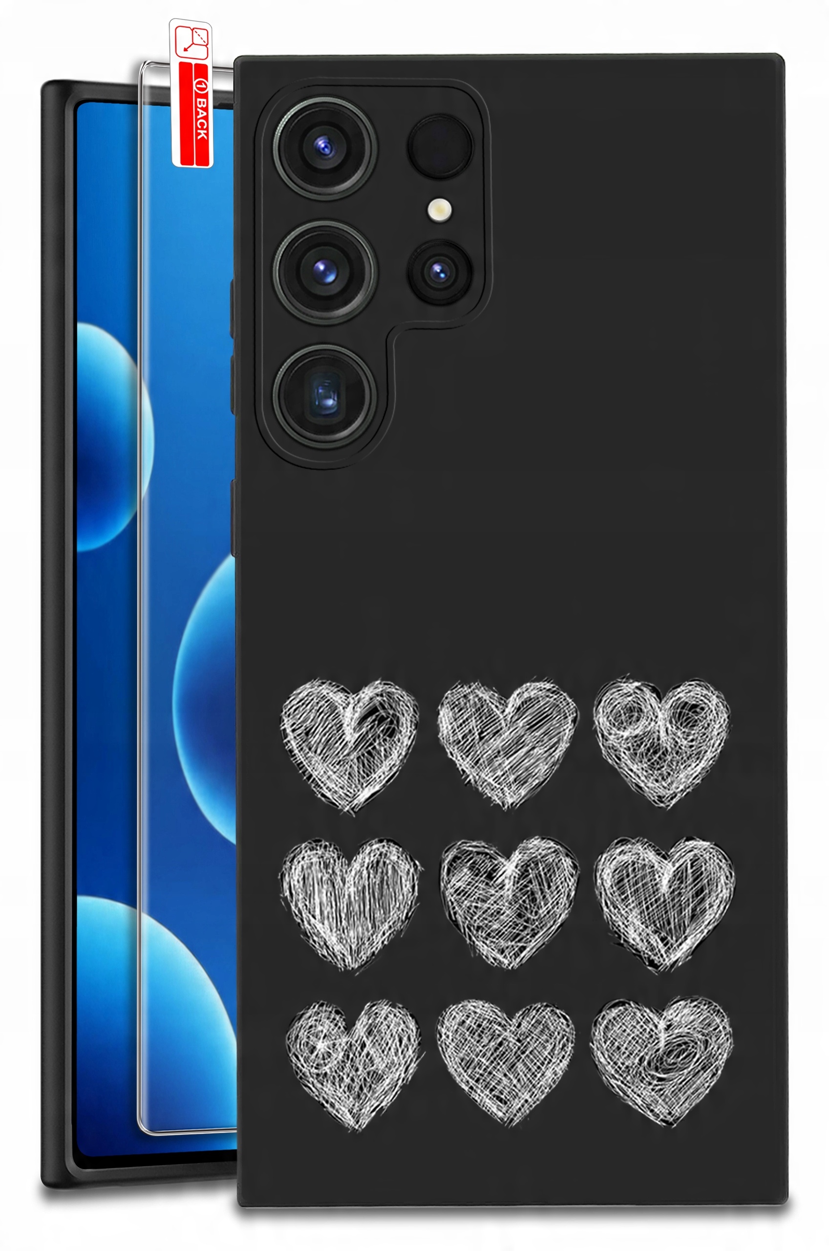 ETUI do Samsung Galaxy S25 Ultra WZORY | SILIKONOWE MATT CASE + SZKŁO HARTOWANE 9H
