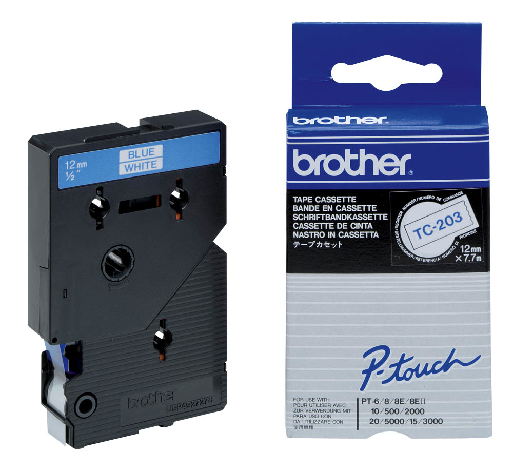Brother TC-203 LAMINATED TAPE 12MM 7.7 – Idealne rozwiązanie do etykietowania