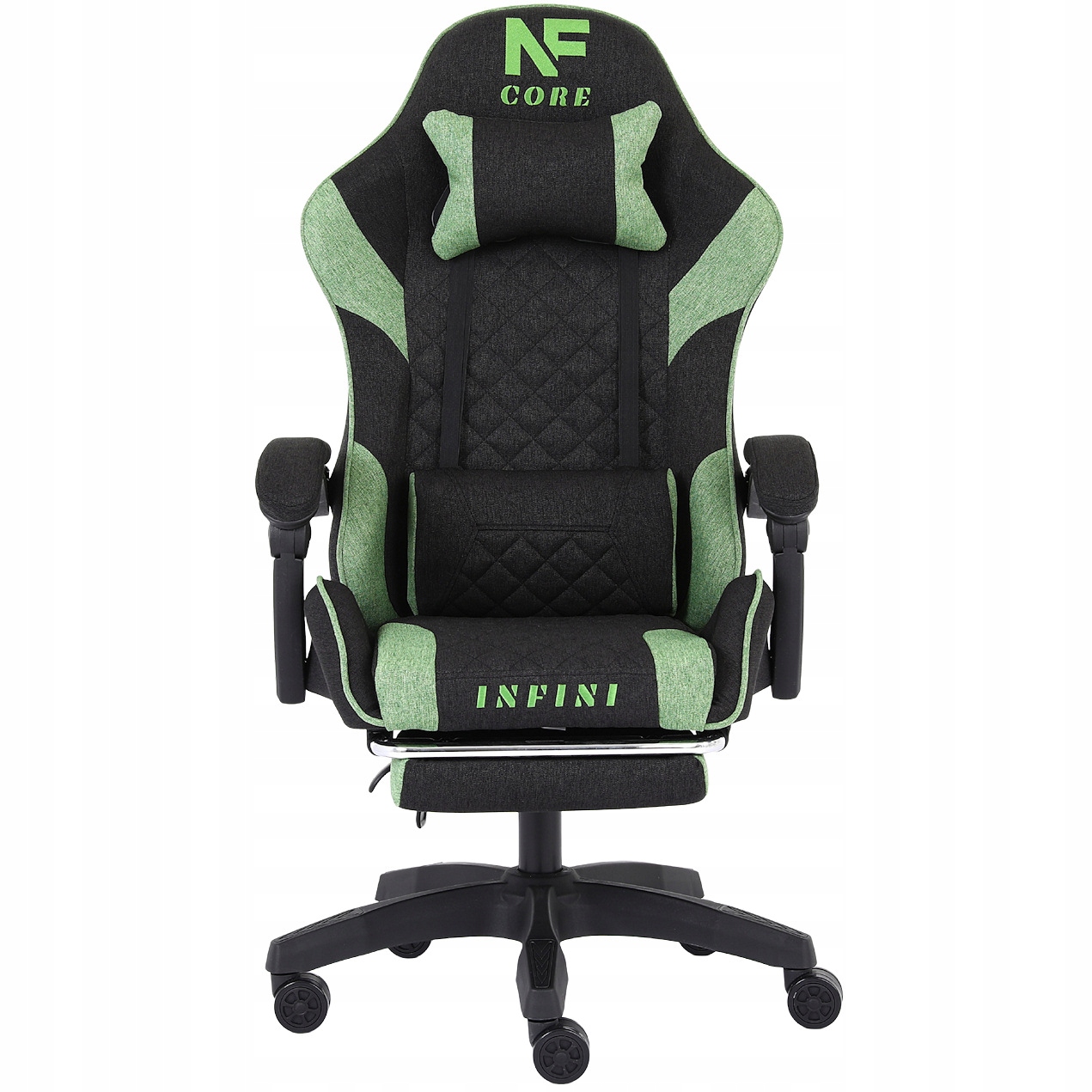 Fotel Gamingowy INFINI Core Green* z tkaniny – Komfort i ergonomia w najlepszym wydaniu