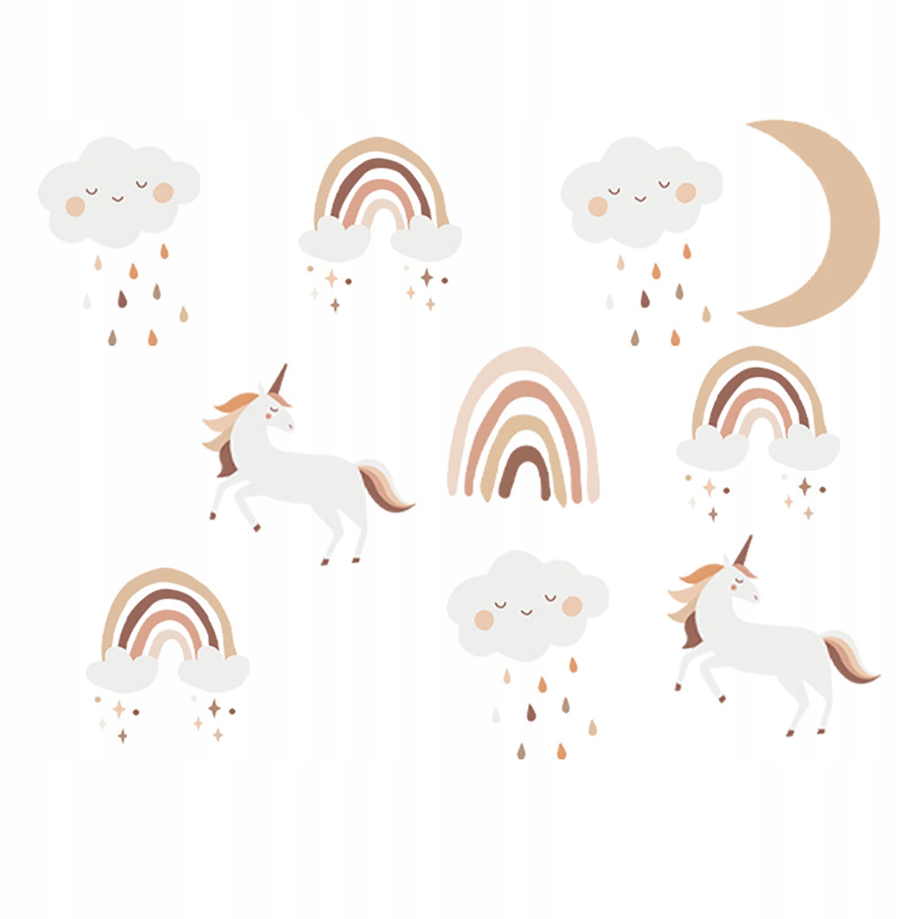 Naklejki na Ścianę Tęcza Jednorożec – Kolorowa dekoracja do pokoju dziecka