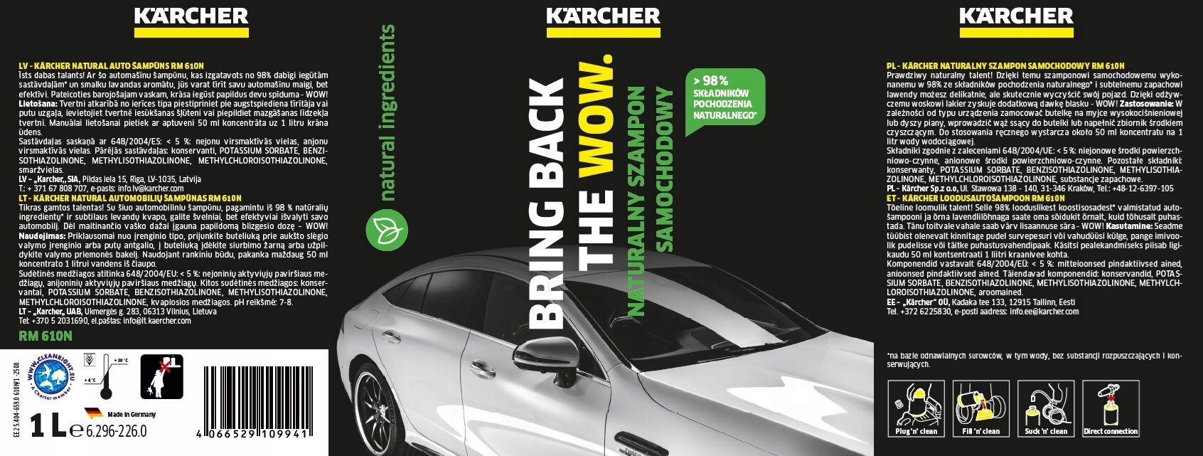Skuteczność szamponu samochodowego KARCHER RM 610N