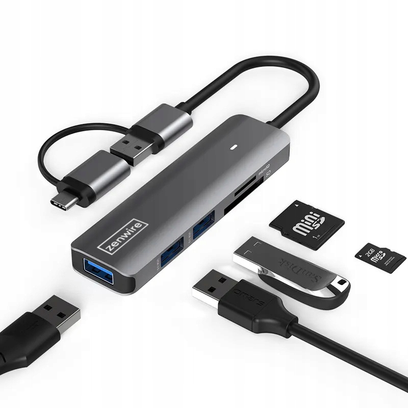 HUB USB-C 7W1 3x USB 3.0 Czytnik Kart SD TF COMBO Zenwire – Wszechstronny adapter do Twojego sprzętu