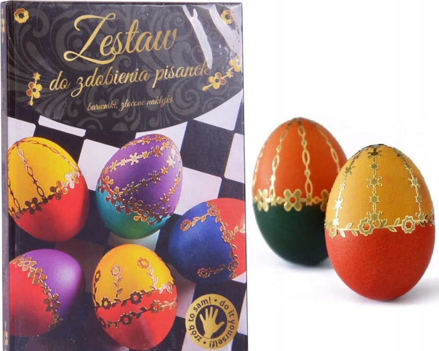 Zestaw do tworzenia pisanek – Barwniki i złote naklejki