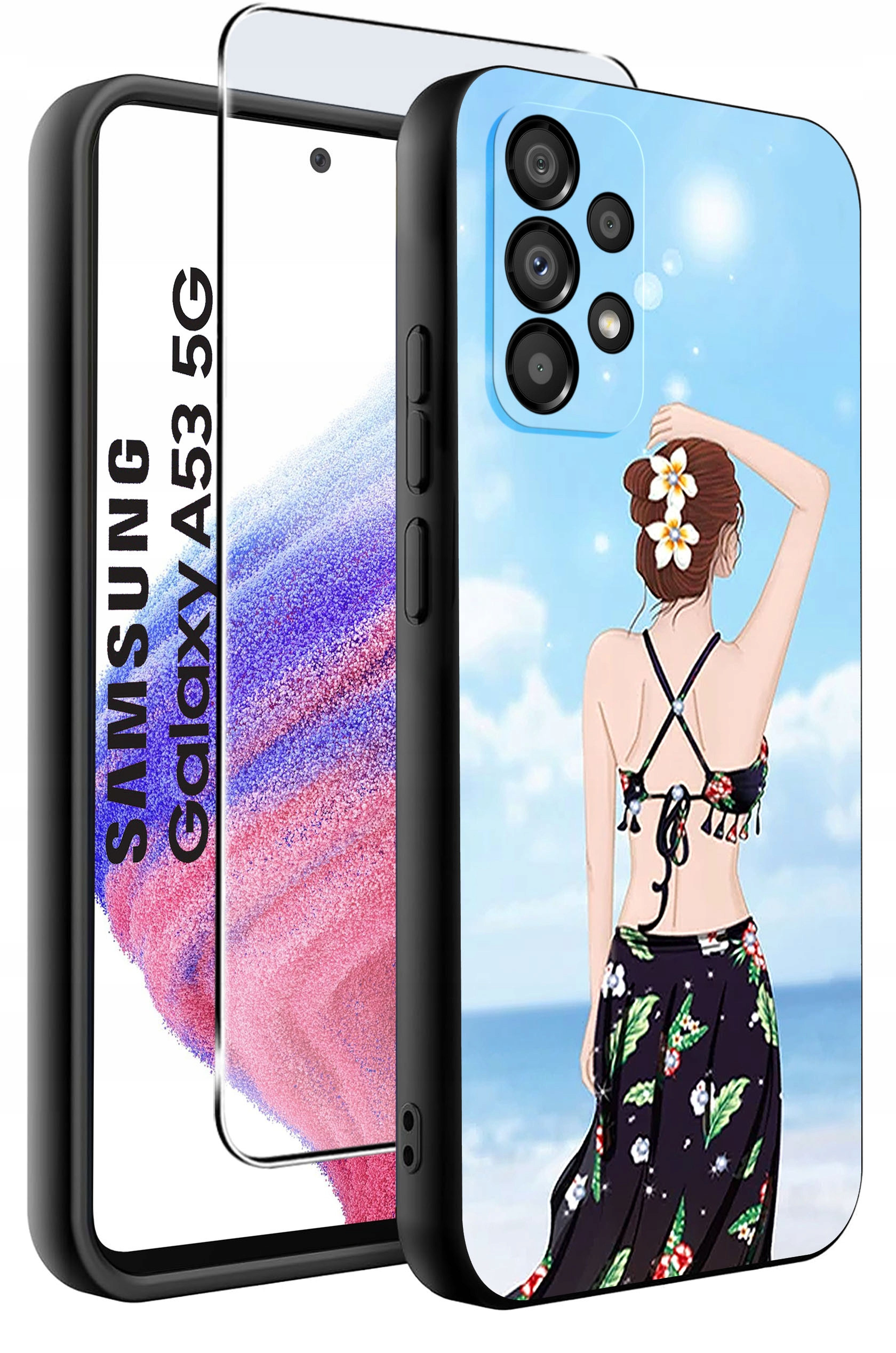 ETUI do Samsung Galaxy A53 5G WZORY | SILIKONOWE MATT CASE + SZKŁO HARTOWANE 9H