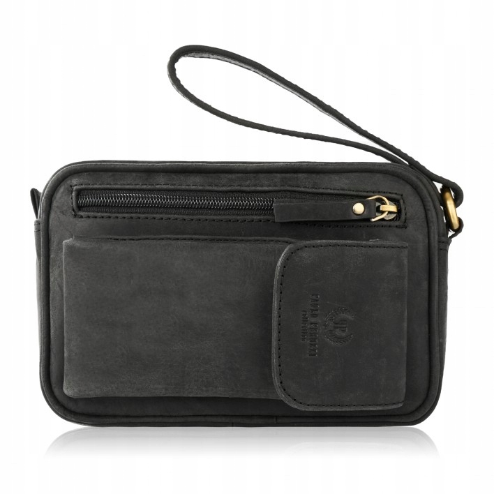 Skórzana saszetka męska do ręki vintage T-56-HBL – Elegancja i funkcjonalność w jednym