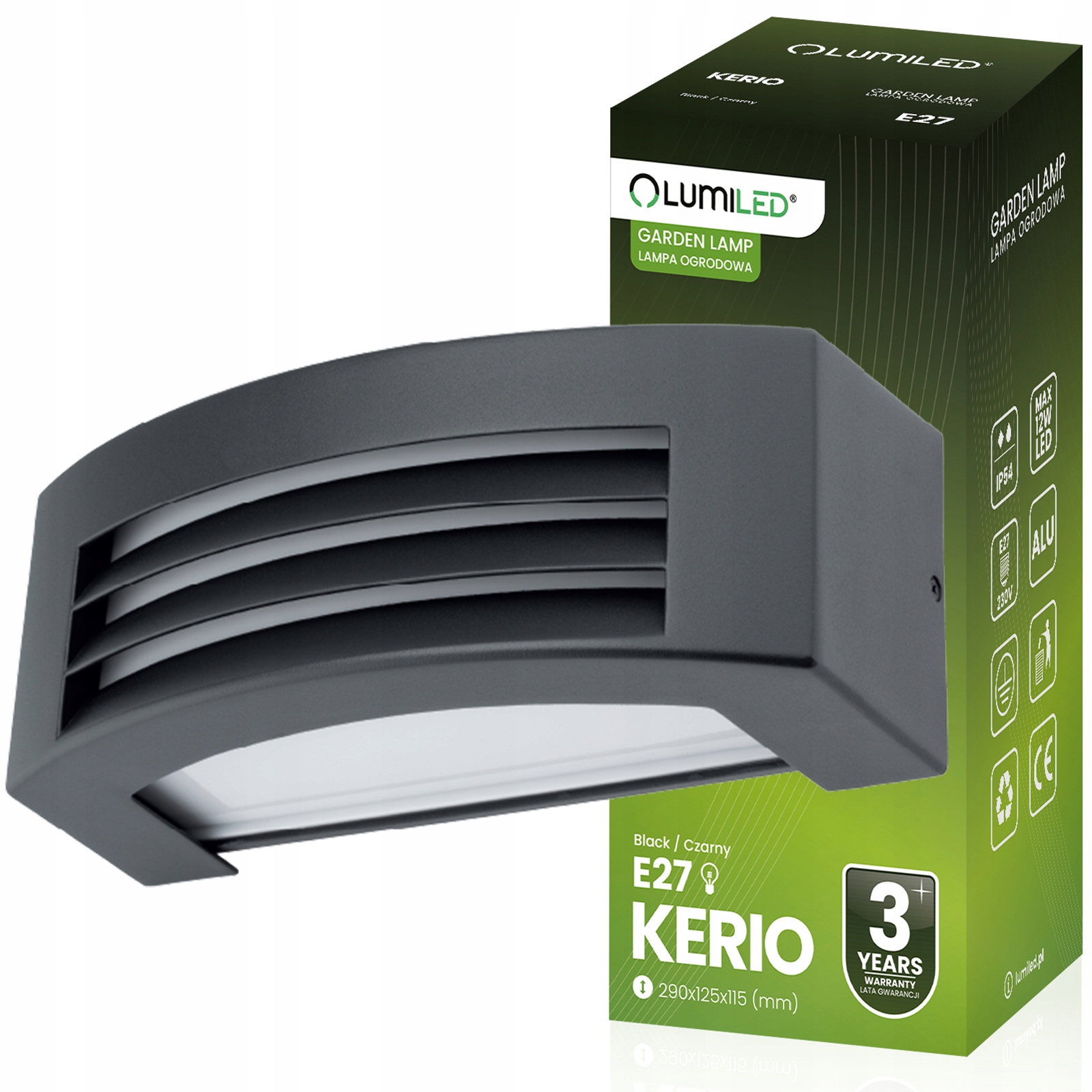 Kinkiet Ogrodowy Elewacyjny E27 LED KERIO LUMILED – Nowoczesne oświetlenie do Twojego ogrodu