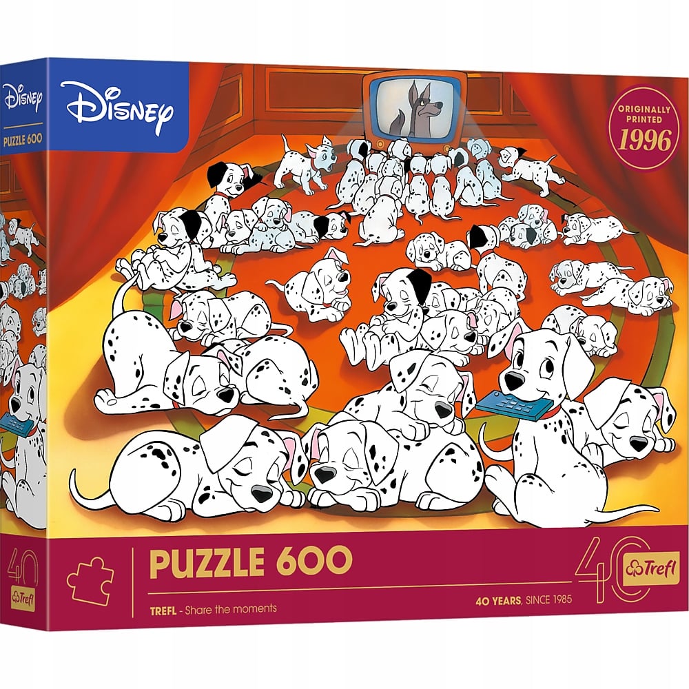 Puzzle 600 - 40-lecie Trefl - 101 Dalmatyńczyków – Magia Disneya w Twoim domu