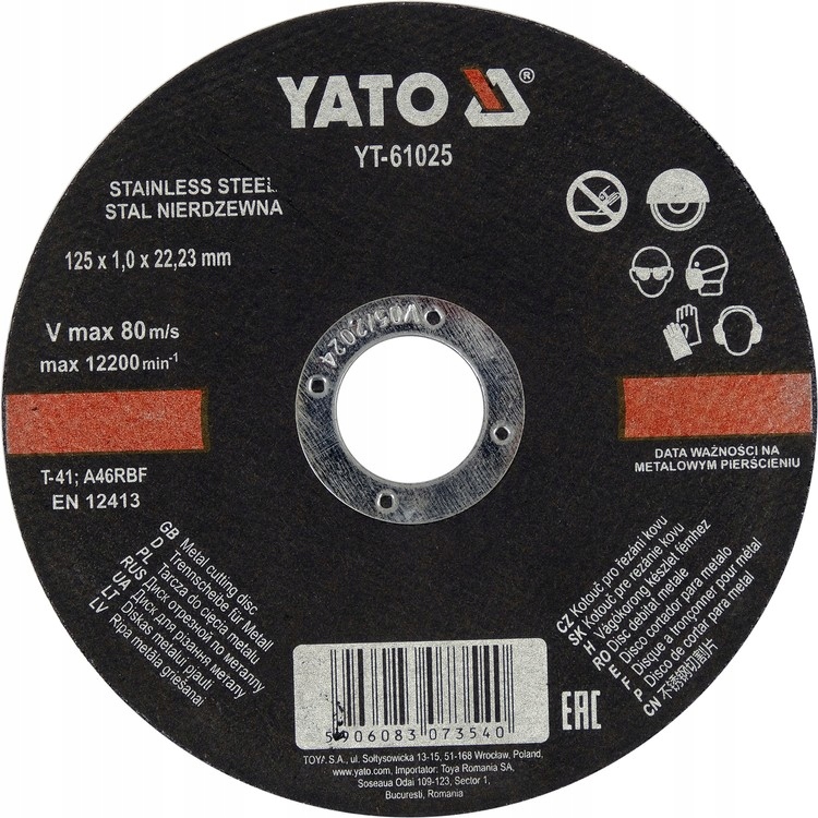 Yato YATO TARCZA DO METALU INOX 125x1,0x22mm 61025 – Niezawodna tarcza do cięcia metalu