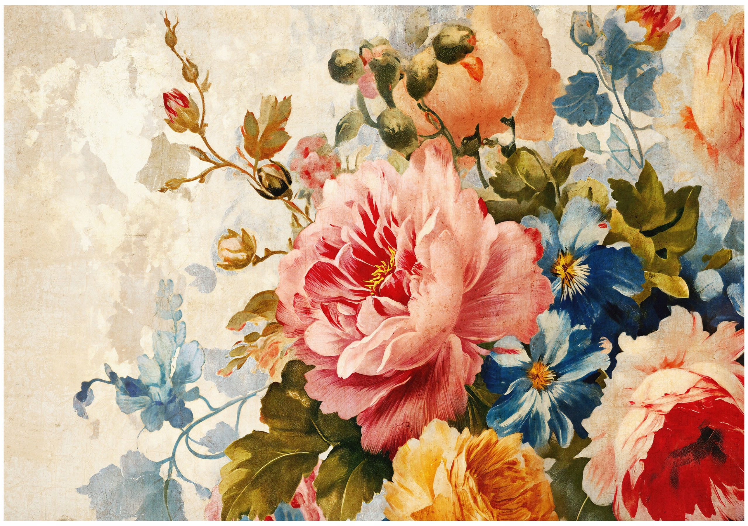 Fototapeta Kwiaty na Betonie Duże Róże 150x105 – Nowoczesna dekoracja wnętrz