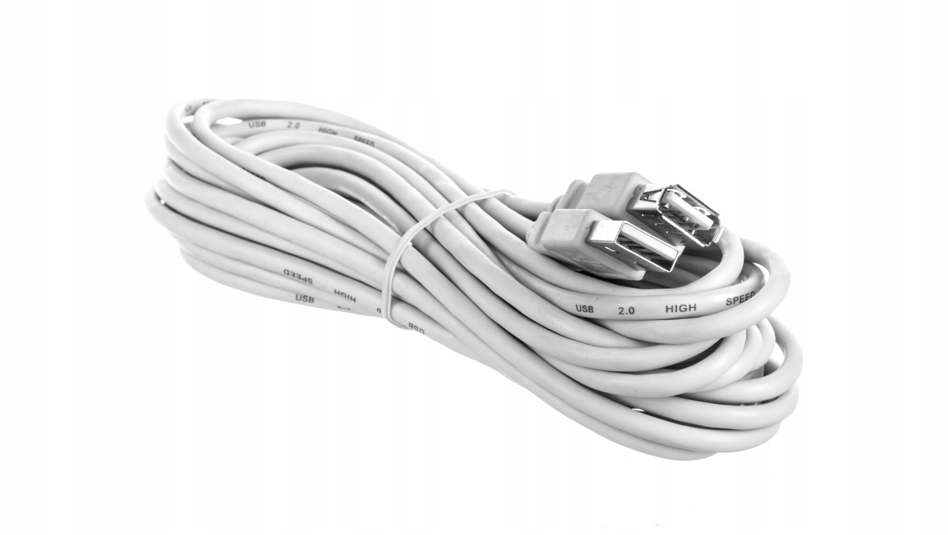 Przedłużacz USB 2.0 High Speed 5m Biały (68717) – Idealne rozwiązanie do Twojego biura
