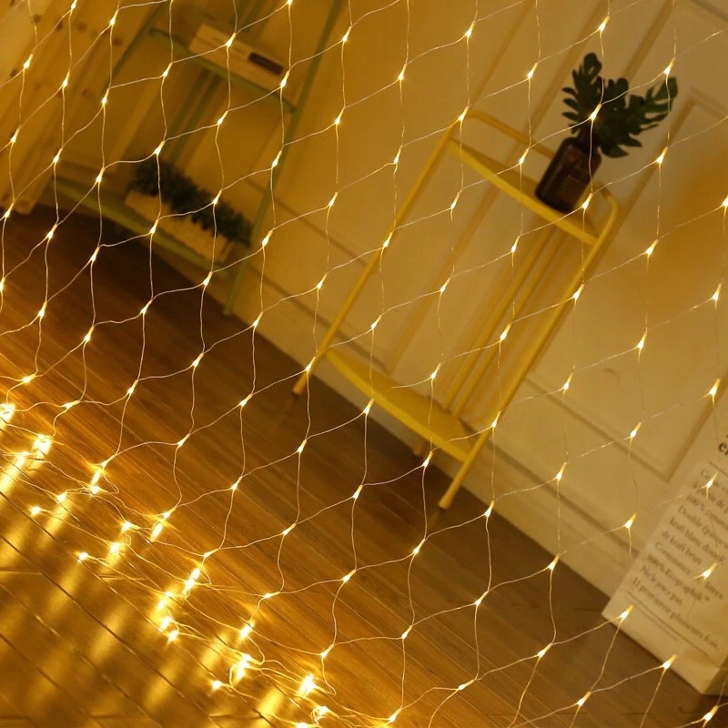 Sieć / Kurtyna Ledowa (240 lampek LED) 3m x 3m, WARM WHITE / CIEPŁY BIAŁY – Idealna dekoracja dla Twojego wnętrza