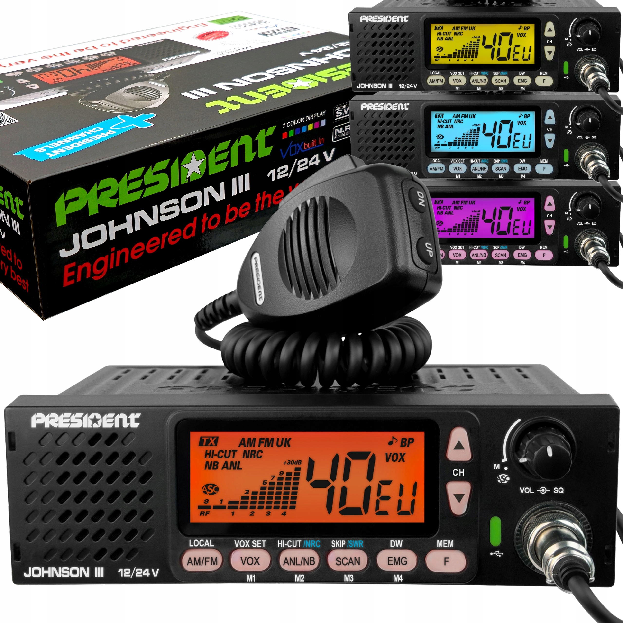 CB radio PRESIDENT JOHNSON III ASC 12/24V VOX – Nowoczesne rozwiązanie dla kierowców