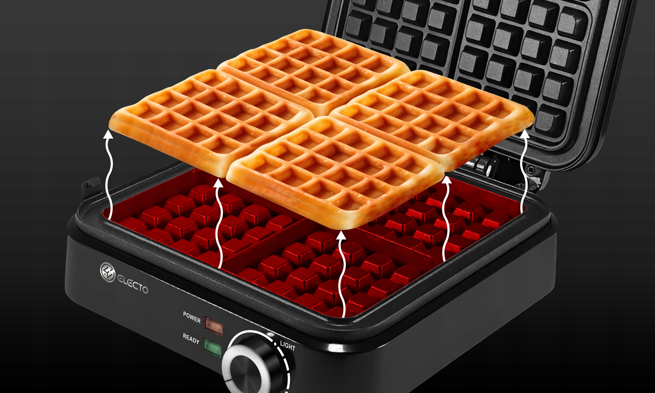 Przygotuj cztery gofry jednocześnie – Oszczędność czasu dla całej rodziny