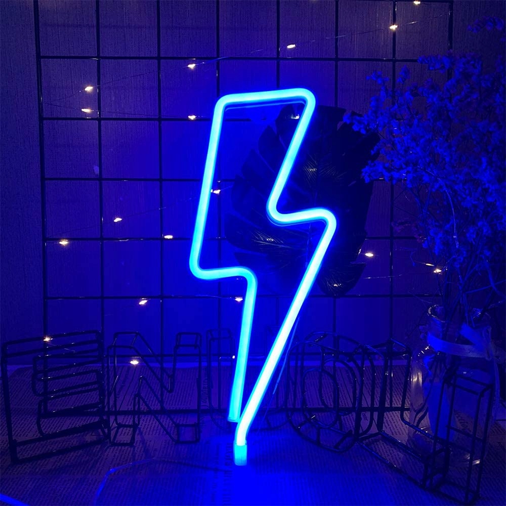 NEON LED WISZĄCY LAMPKA ŚCIENNA BŁYSKAWICA USB 3xAA – Ożyw swoje wnętrze