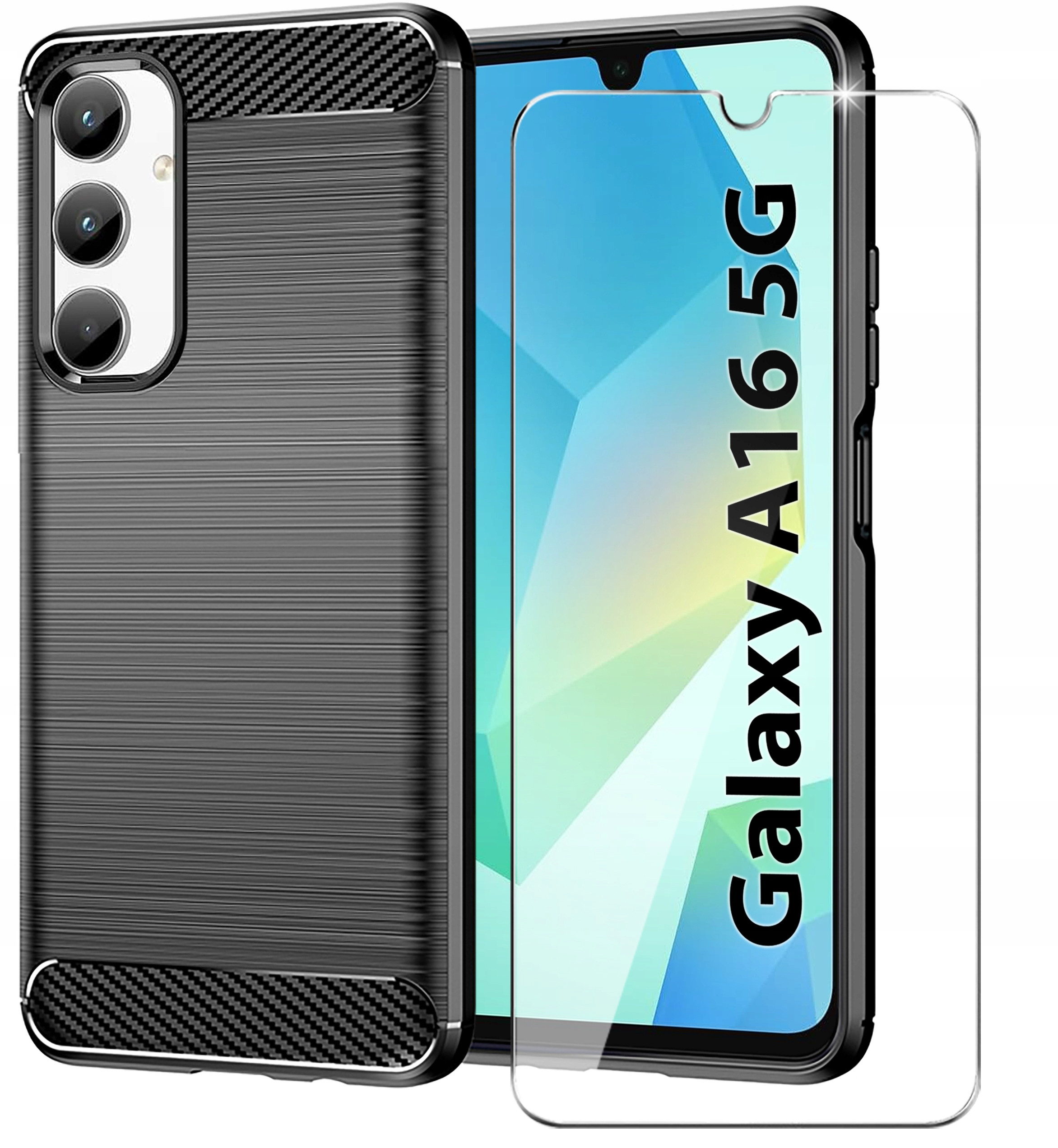 Etui do Samsung Galaxy A16 5G Pancerne Carbon CASE + Szkło OCHRONNE 9H – Ochrona i styl w jednym