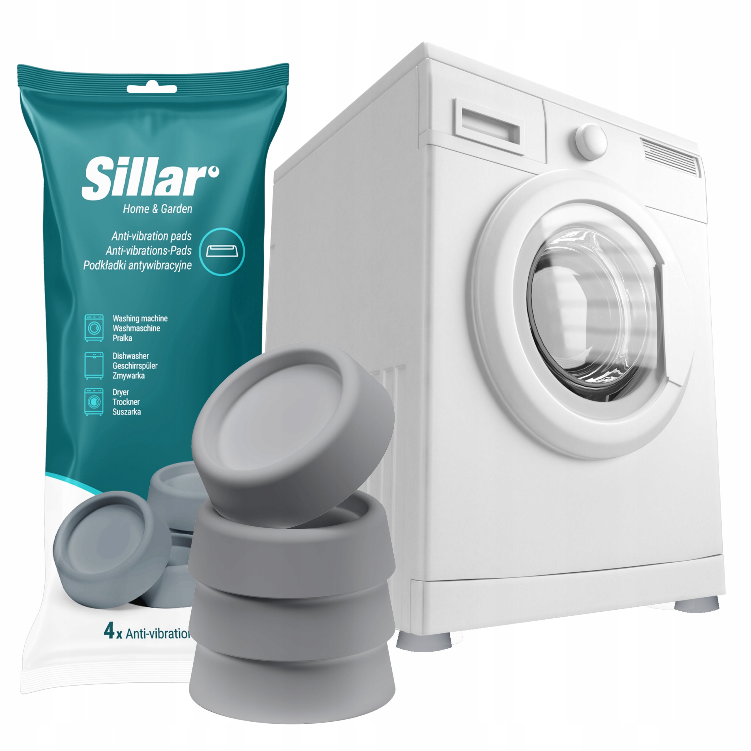 Podkładki antywibracyjne SILLAR szare kpl./4szt – Idealne rozwiązanie dla Twojego AGD
