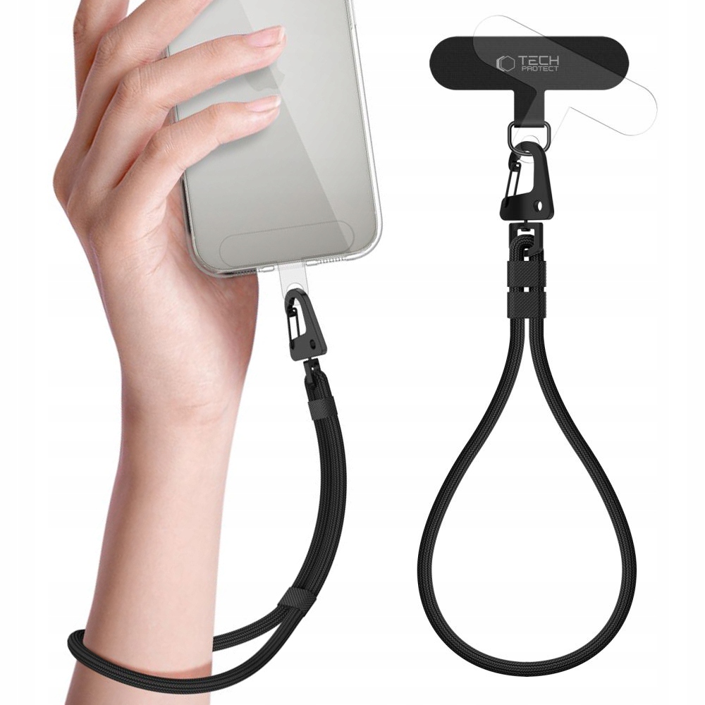 TECH-PROTECT C8S ROPE WRIST STRAP BLACK – Elegancki i funkcjonalny dodatek do telefonu