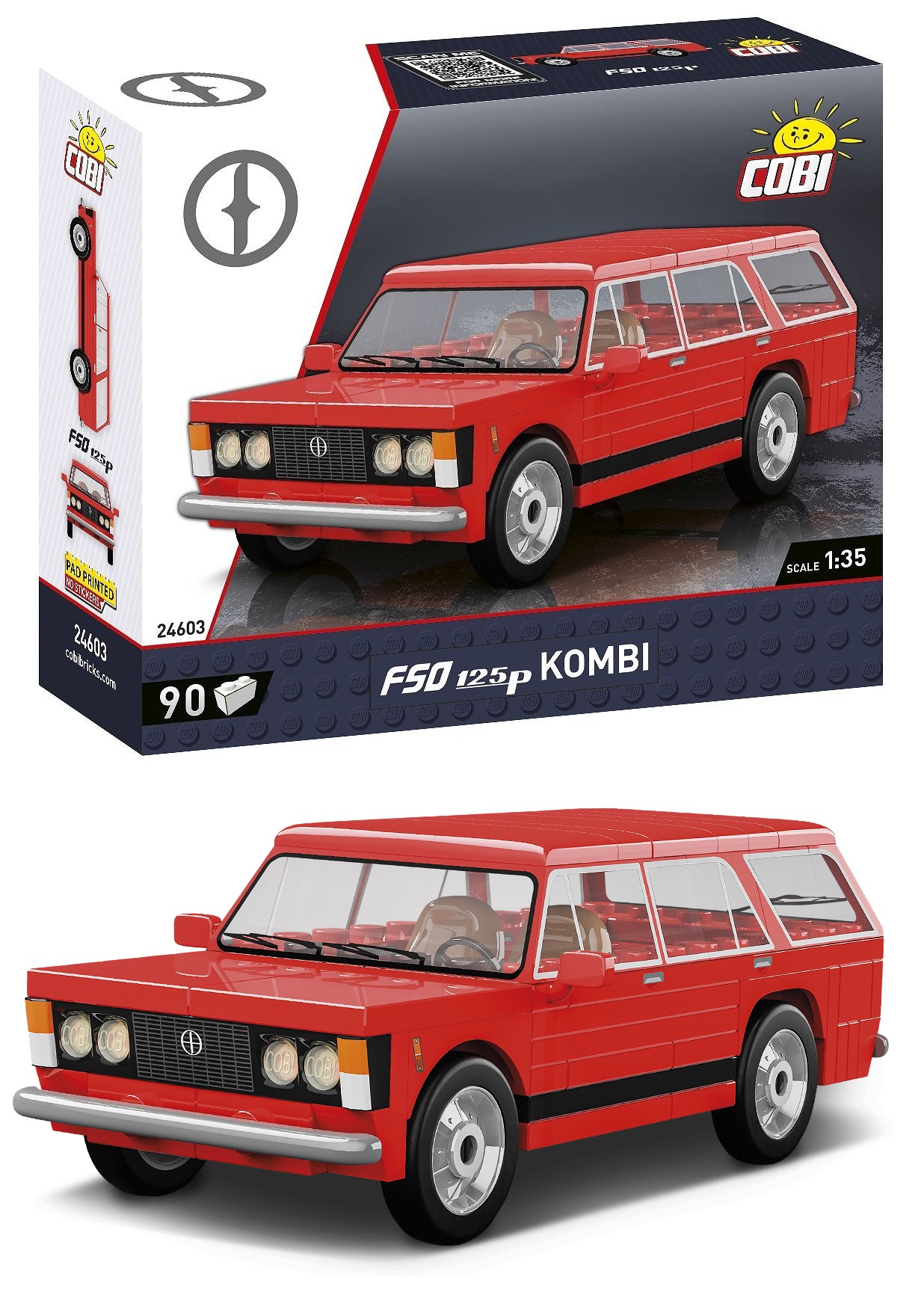 Cobi COBI CARS Youngtimer FSO 125p Kombi 90kl – Zestaw klocków konstrukcyjnych dla dzieci