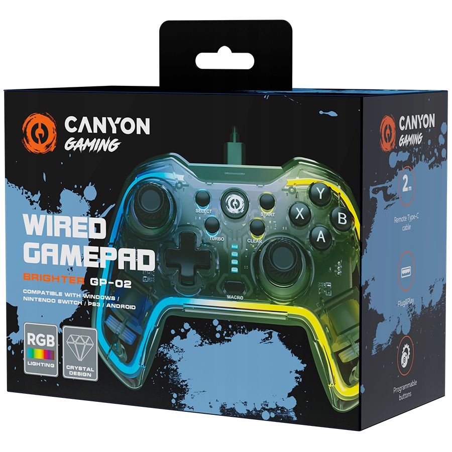 Pad Canyon CANYON GP-02 – Przewodowy kontroler do gier dla Windows, PS3, Android i Nintendo Switch