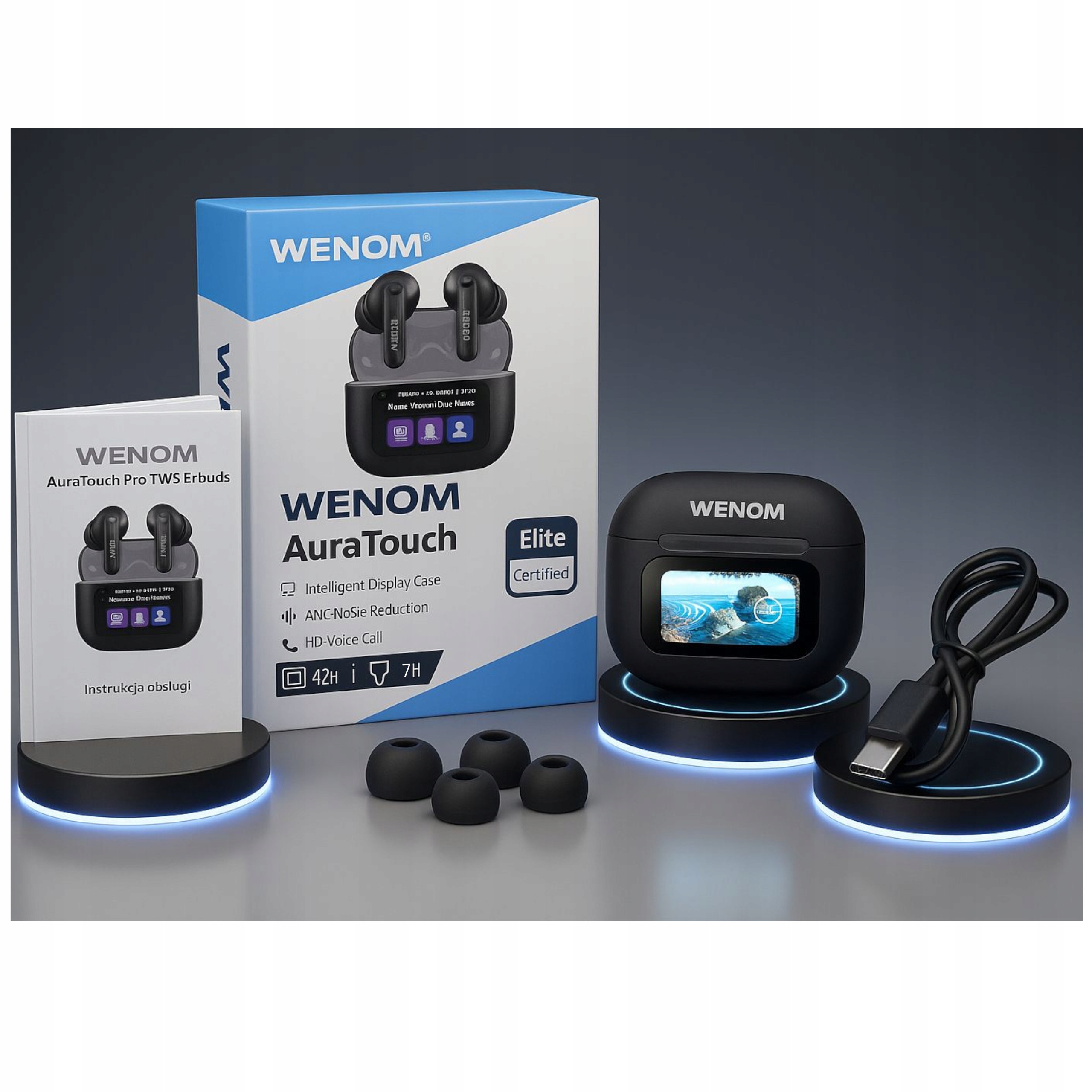 Słuchawki bezprzewodowe Sportowe Bluetooth 5.4 z ANC i etui powerbankiem – Nowa jakość dźwięku