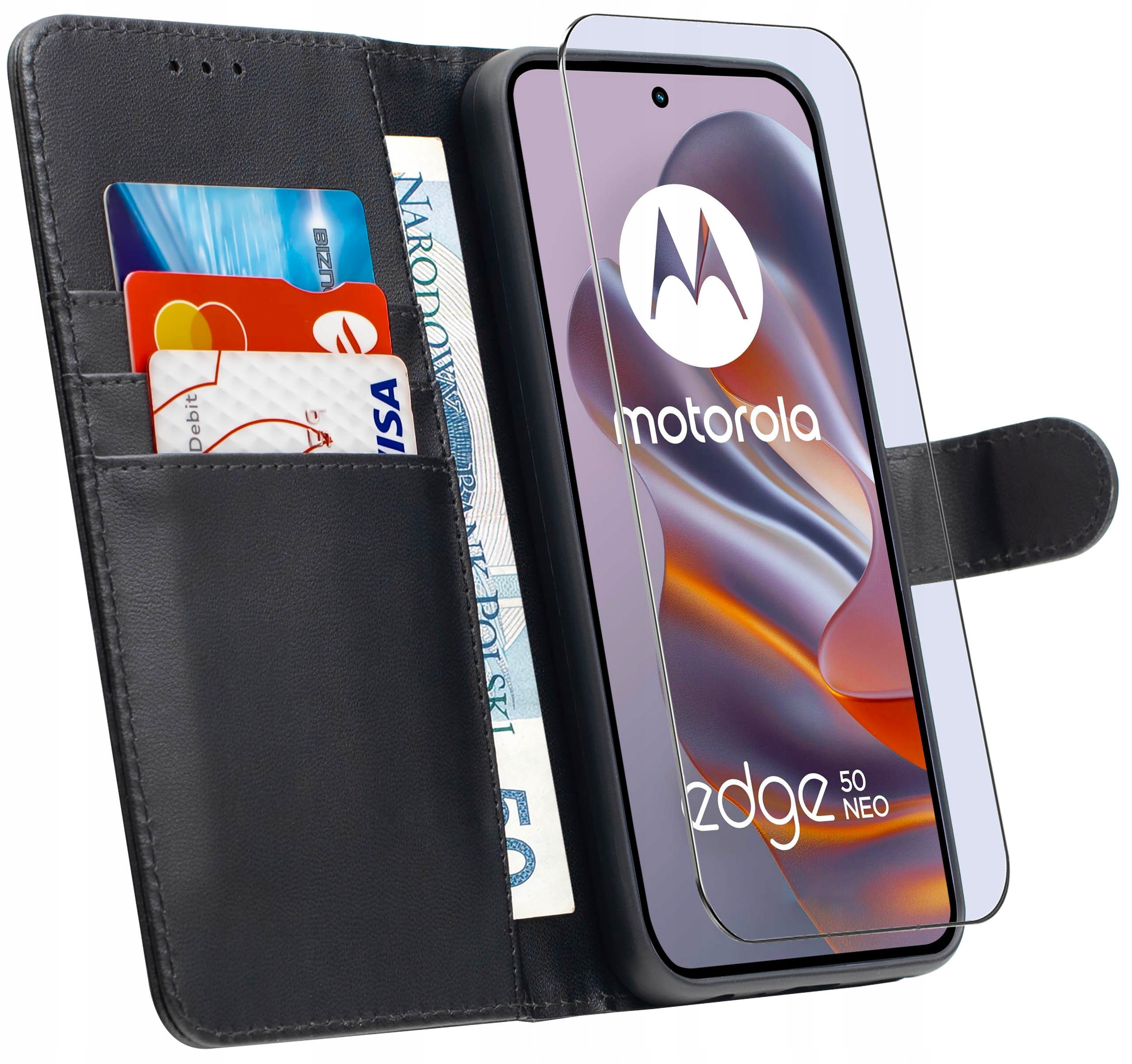ETUI do Motorola EDGE 50 Neo | SKÓRZANE PORTFEL BOOK TOKRA CLASSIC + SZKŁO – Elegancka ochrona dla Twojego telefonu