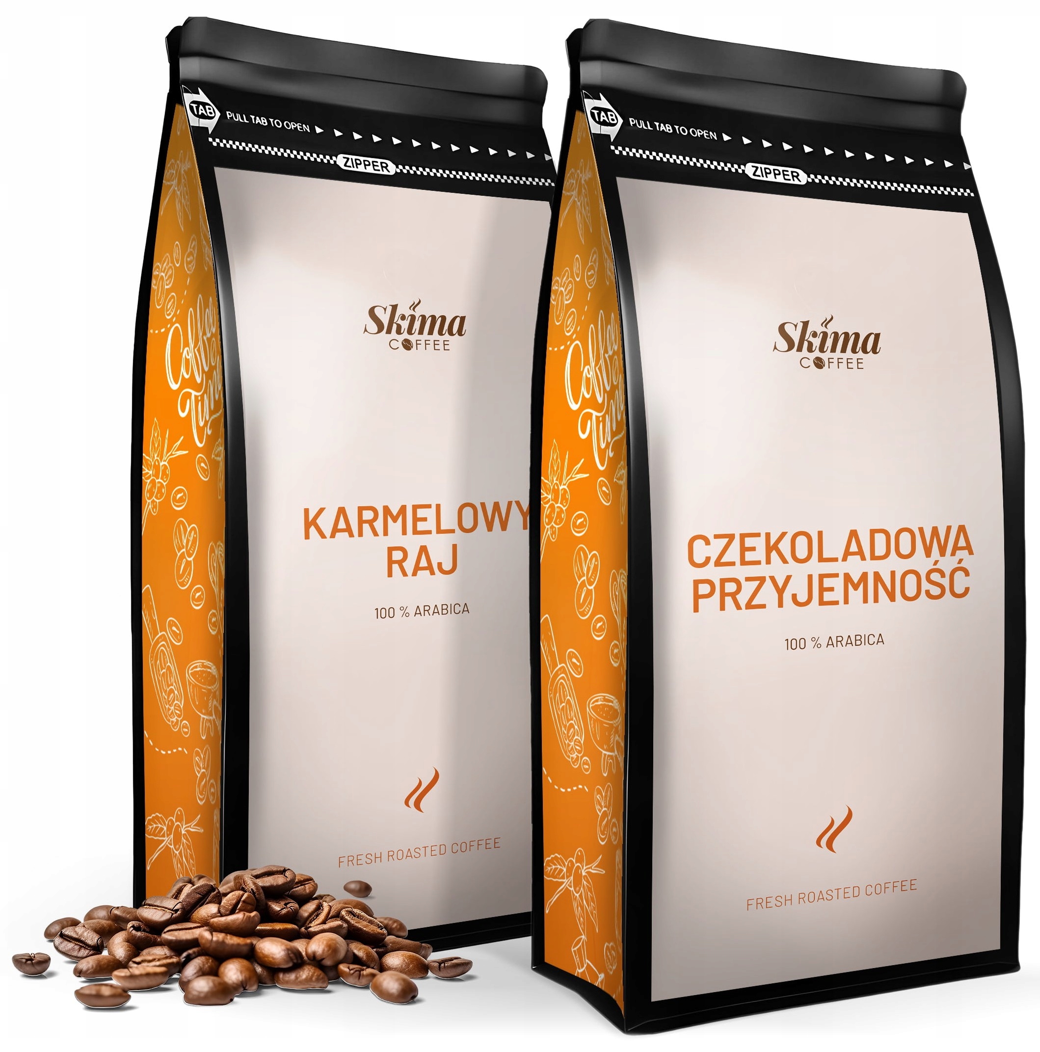 Zestaw Kawa ziarnista 1kgX2 KARMELOWY RAJ/CZEKOLADOWA PRZYJEMNOŚĆ – Wyjątkowe doznania smakowe
