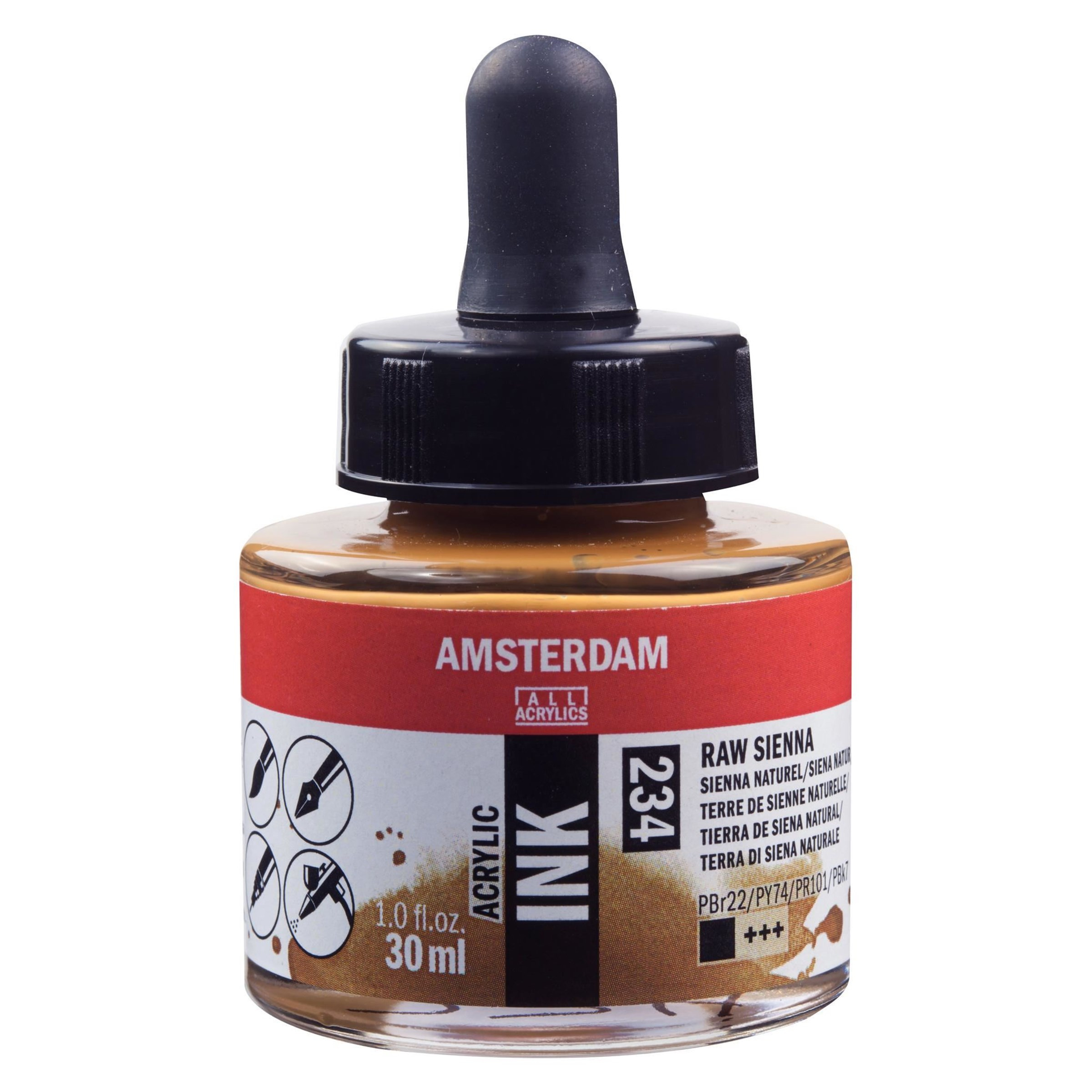 Artequipment Amsterdam Acrylic Ink Bottle Raw Sienna 234 – Doskonała farba akrylowa do twórczości