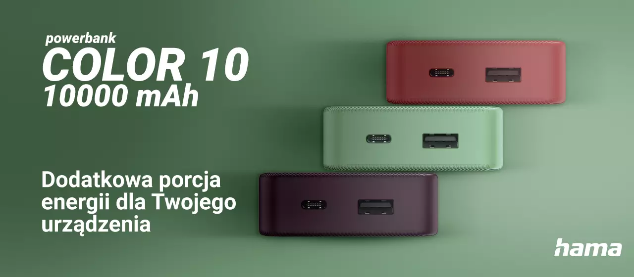 Power pack Hama Color 10 10000 mAh zielony – kolorowy powerbank o dużej mocy