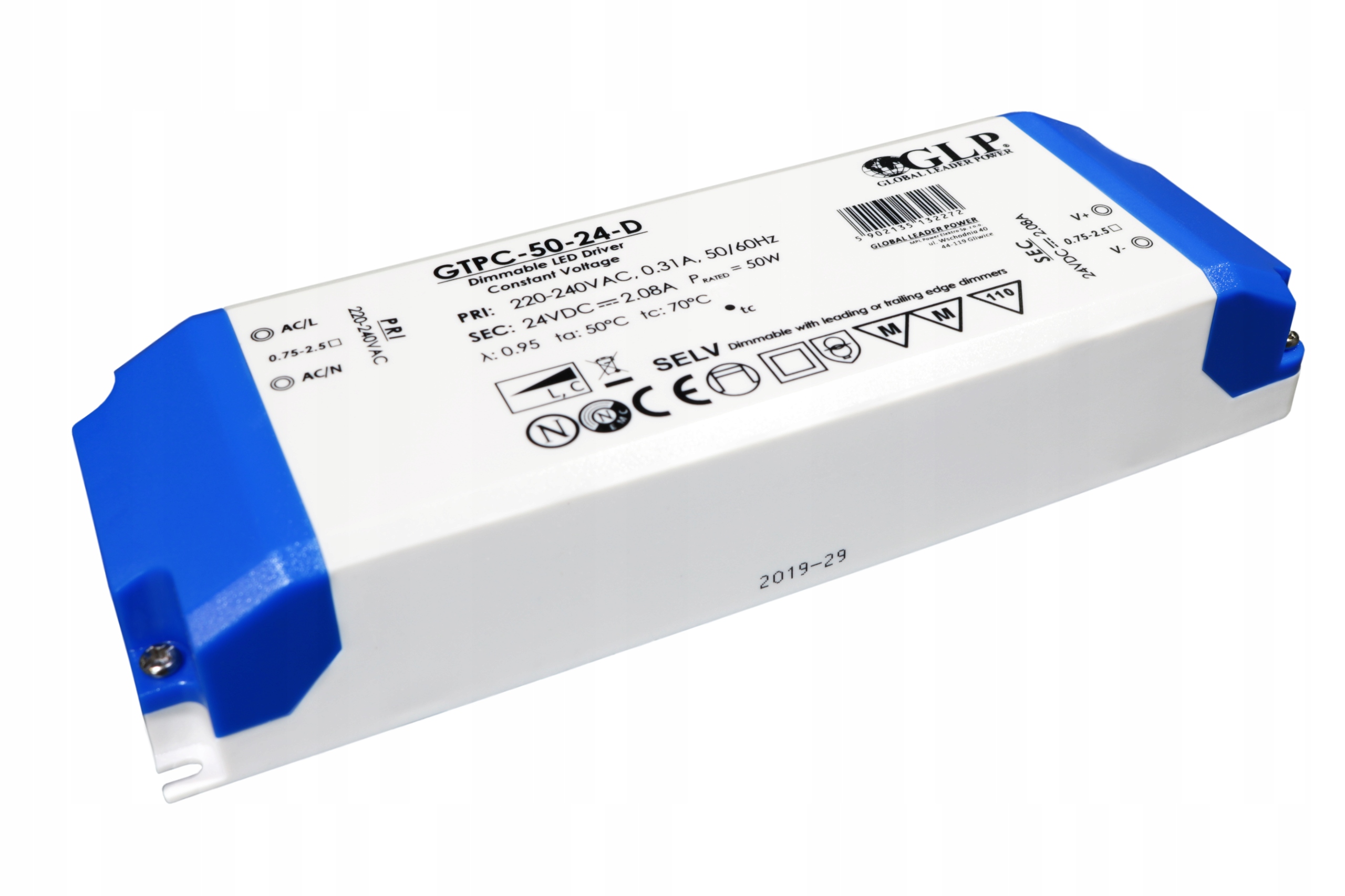 Wymiary i waga zasilacza GTPC-50-24-D