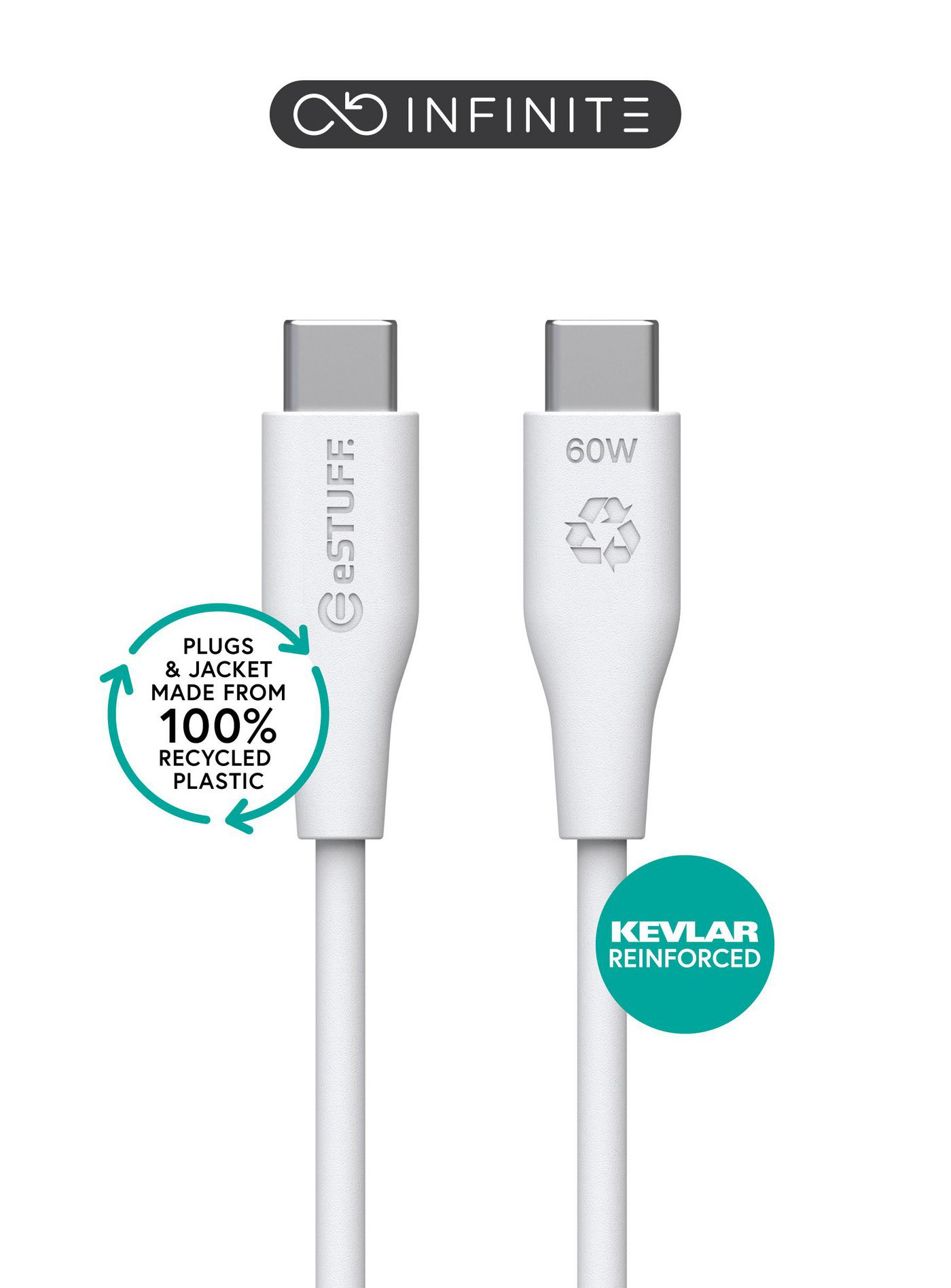 Kabel eSTUFF INFINITE USB-C do USB-C 2 m Biały – idealny wybór dla Twojego sprzętu